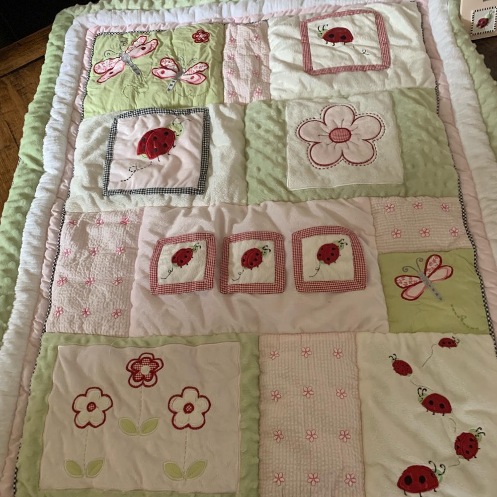 Kids line ladybug complete nursery set.